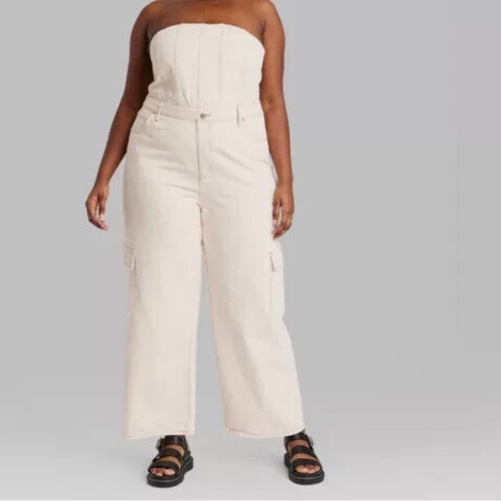 Wild Fable Cream Strapless Jumpsuit
